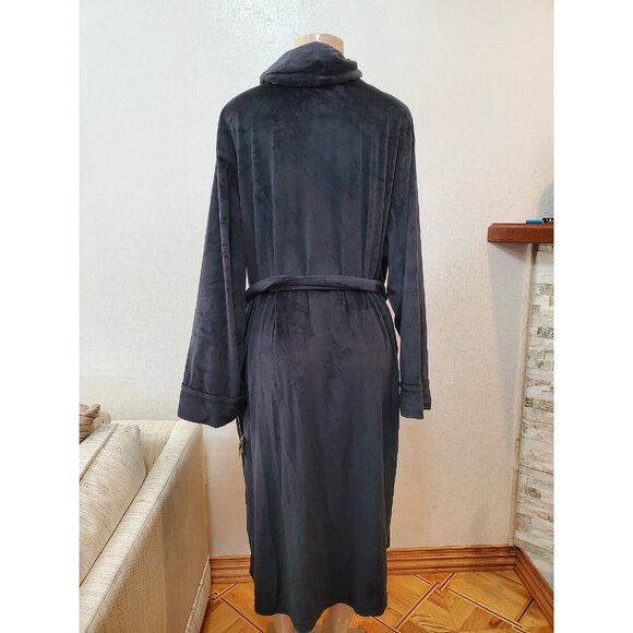 ARABELLA SUPER SOFT VELOURS BLACK BATHROBE Size 2X # 175 - Picture 5 of 10